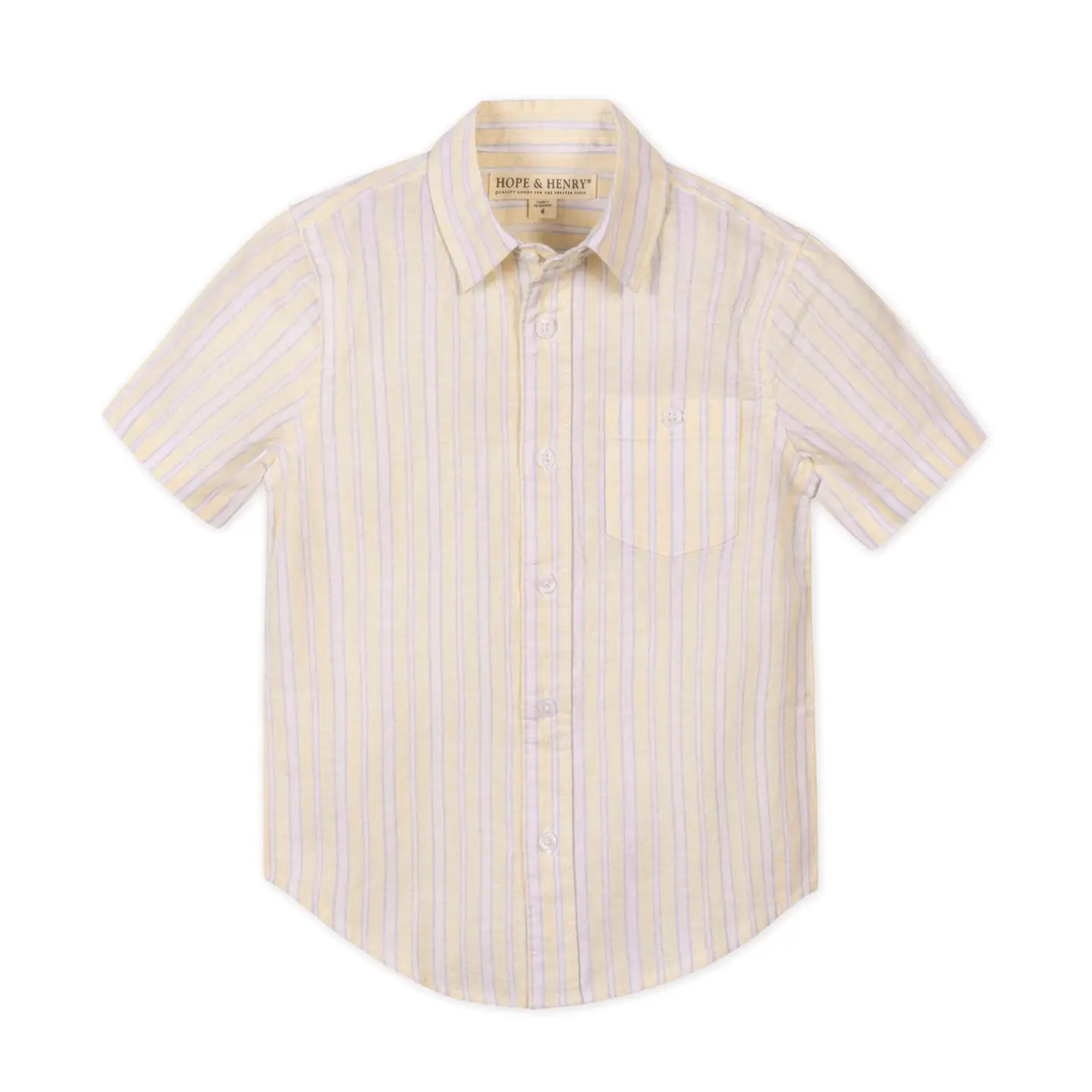 Linen Short Sleeve Shirt - YELLOW