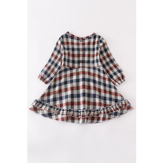 FOREST PLAID RUFFLE DRESS