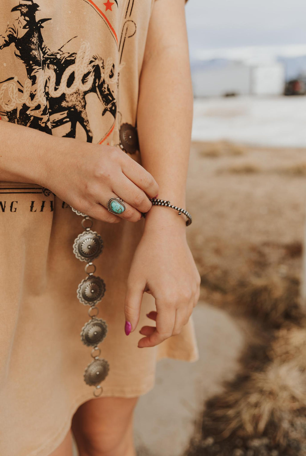 WILD WEST MINERAL TAUPE WASHED DRESS