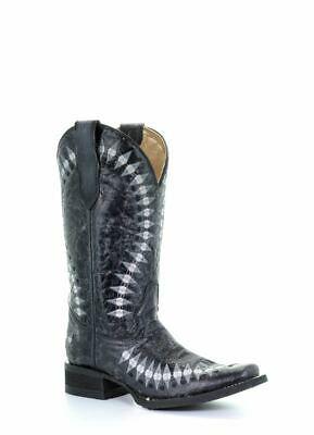 LD BLACK/WHITE EMBROIDERY SQ. TOE L5421