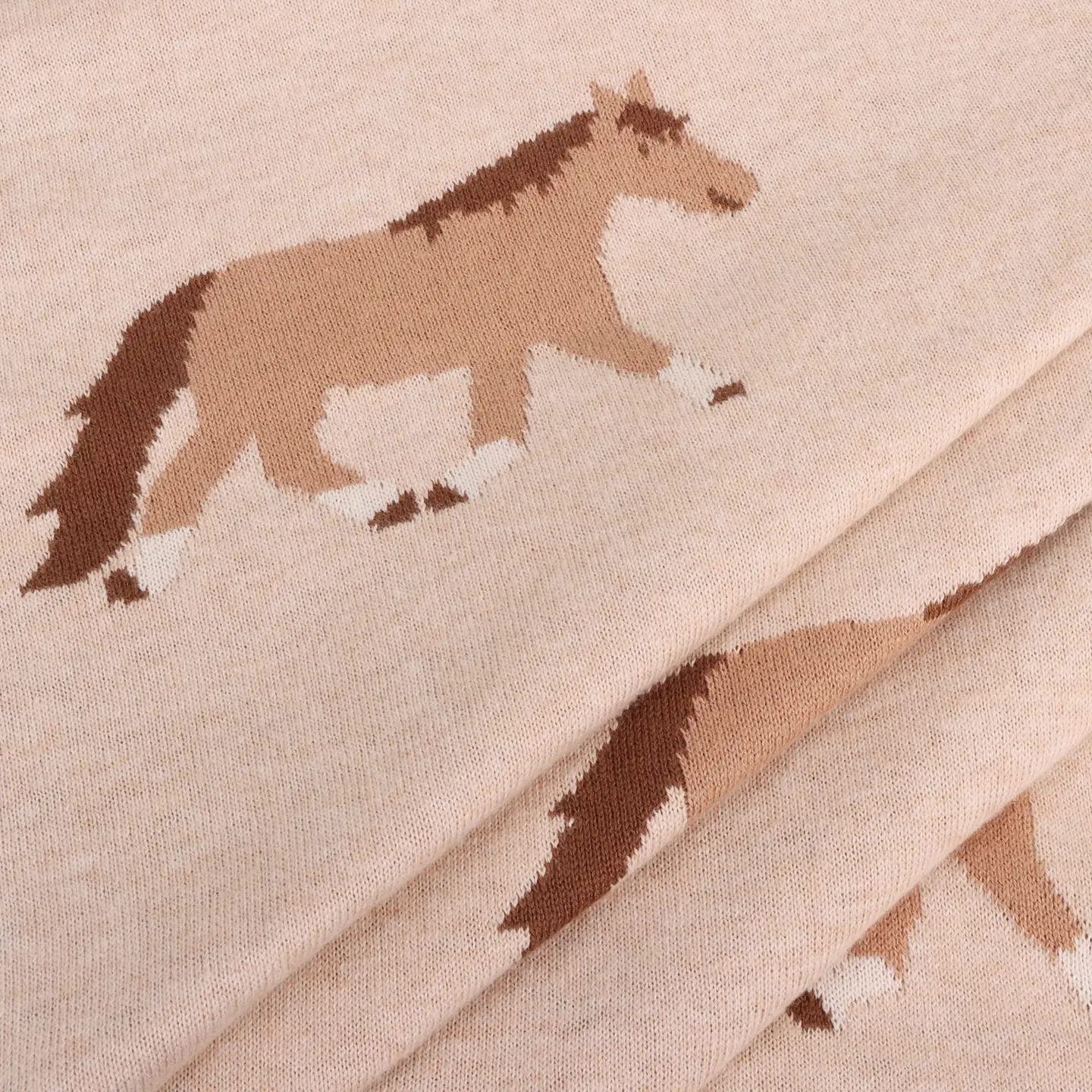 Pony Snuggles - Organic Cotton Jacquard Knit Baby Blanket