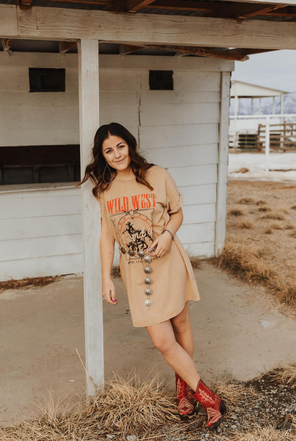 WILD WEST MINERAL TAUPE WASHED DRESS