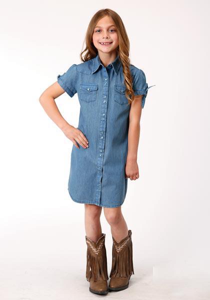 GIRLS SOLID DENIM DRESS 03-257-0594-2024