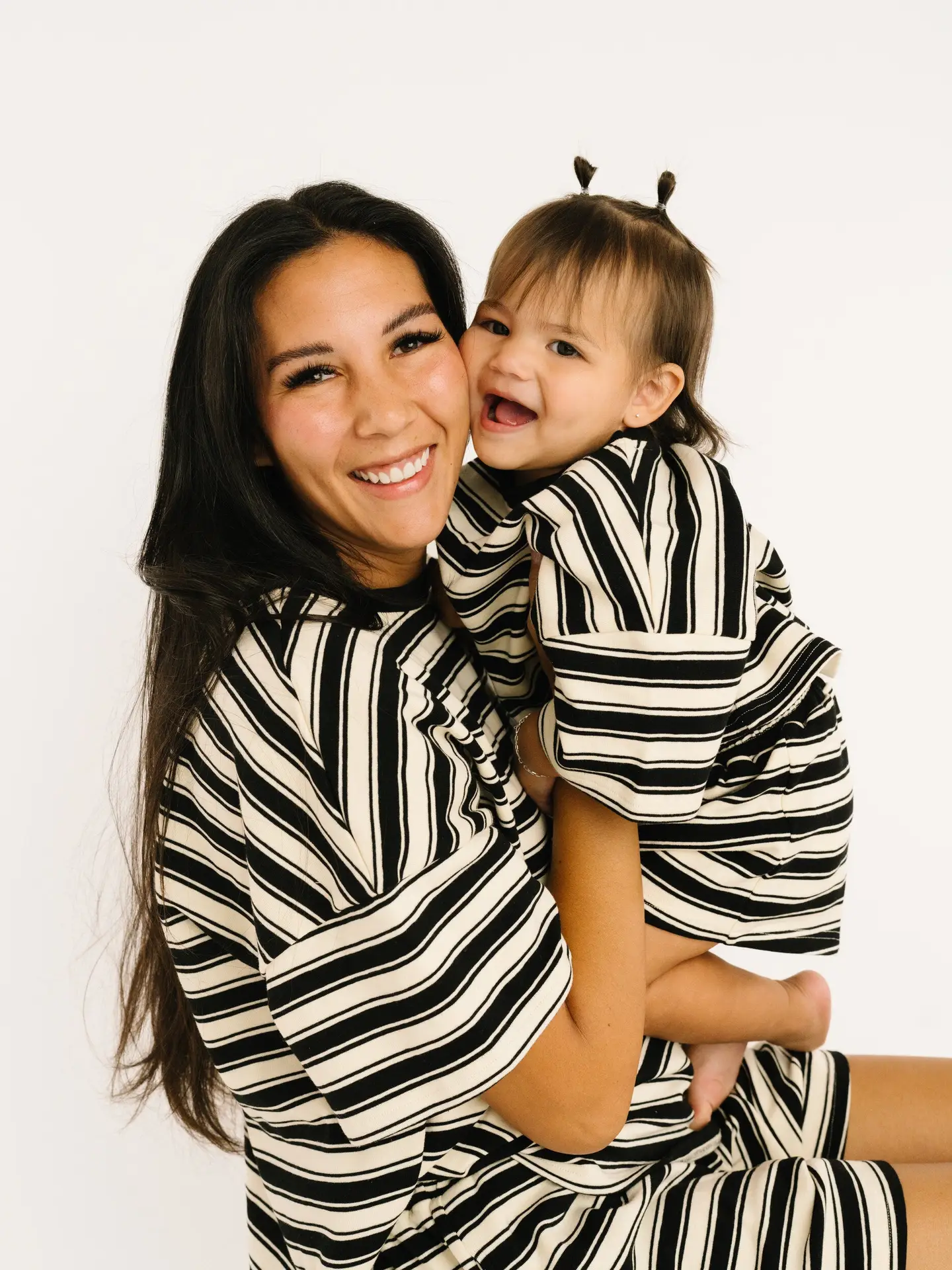 Midnight Stripe Slouchy Set - BLACK