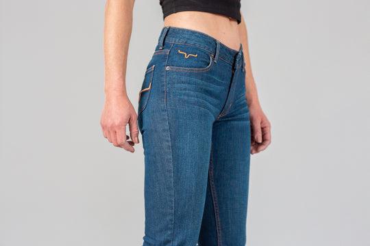 KIMES WOMENS JEANS - LOLA RAW HEM BLUE