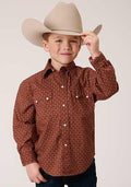BOYS L/S SHIRT   PERFORMANCE Y/D ALLOVER PRINT -SNAP  1367 ARROW GEO