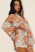 WESTERN BANDANA BUTTON-UP TOP - Burnt Orange