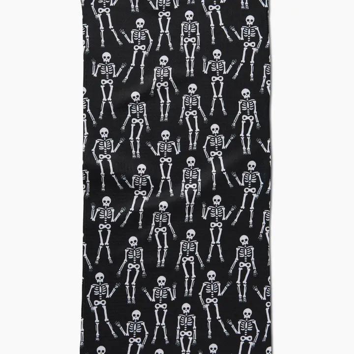 Dancing Skeletons Black White Bar Towel