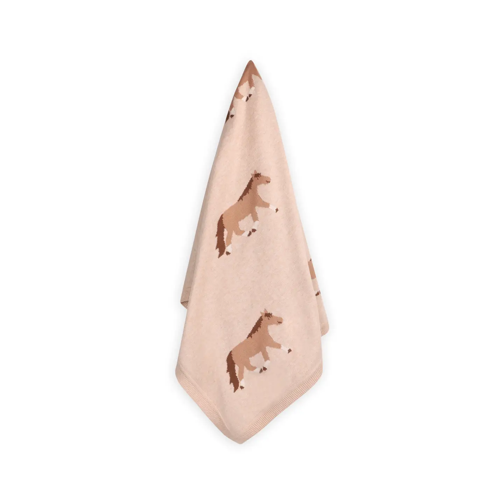 Pony Snuggles - Organic Cotton Jacquard Knit Baby Blanket