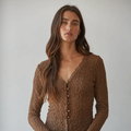 Woven Cotton Nylon Spandex Lace Button Down Top