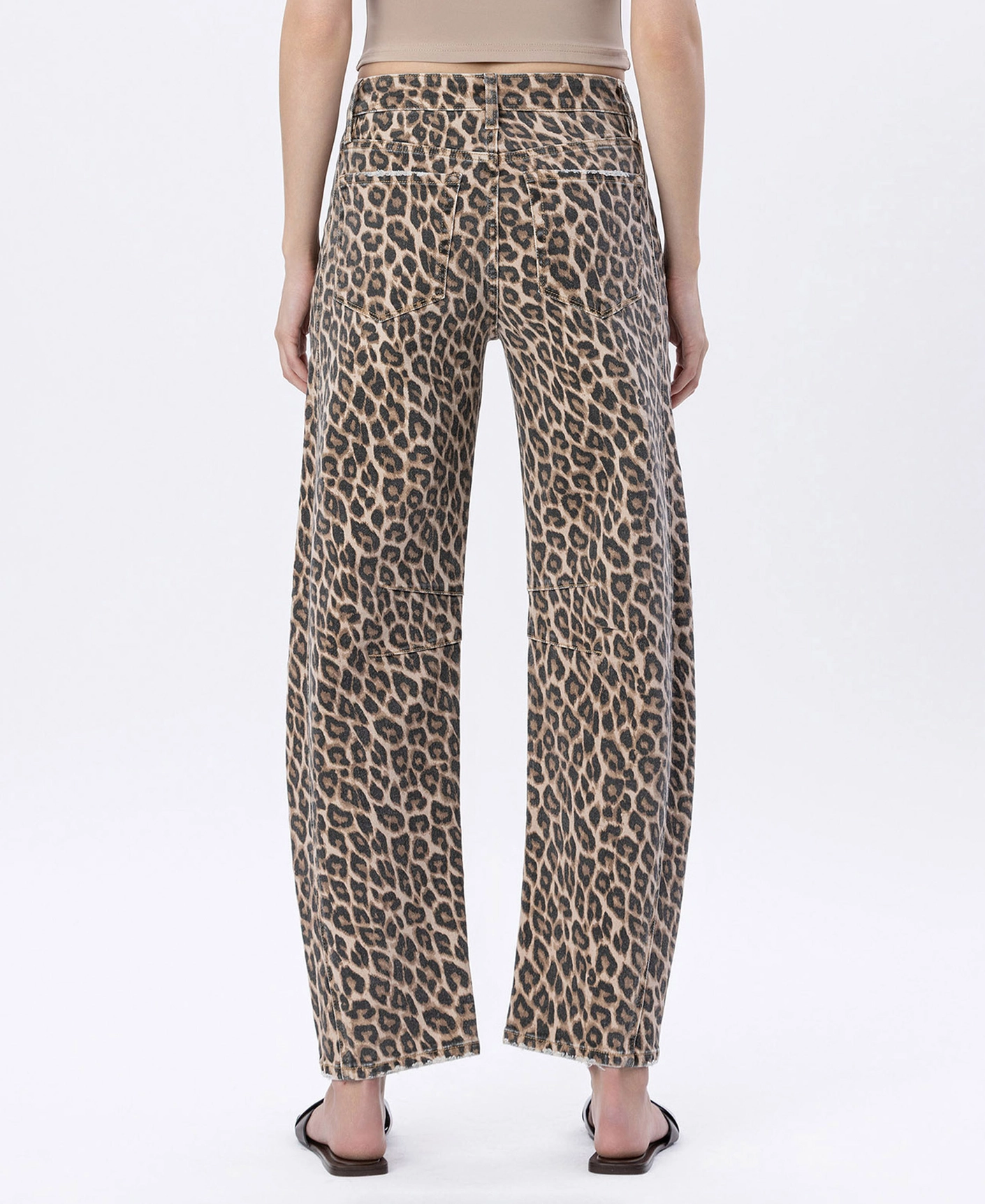 High Rise Leopard Print Barrel Jeans - LEOPARD