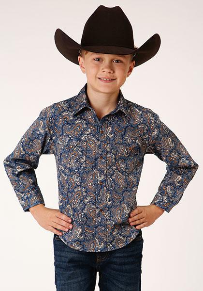 BOYS L/S SHIRT   PERFORMANCE Y/D ALLOVER PRINT -SNAP  1263 RIVER PAISLEY PRINT  03-030-0278-7027