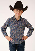 BOYS L/S SHIRT   PERFORMANCE Y/D ALLOVER PRINT -SNAP  1263 RIVER PAISLEY PRINT  03-030-0278-7027