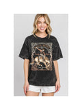 WILD WEST COWBOY RODEO SHORT SLEEVE GRAPHIC TEE - MINERAL BLACK