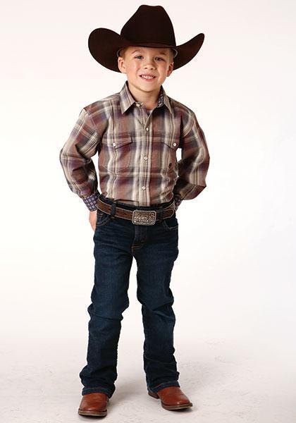 BOYS L/S SHIRT   AMARILLO Y/D PLAID SNAP  1229 CIDER PLAID  03-030-0278-7027