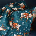 Santa’S Ranch Western Christmas Kitchen Tea Towel with Holiday Reindeer in Blue