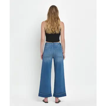 High Rise Double Cuffed Baggy Wide Jeans | Enviably