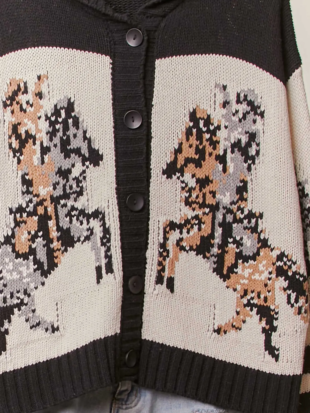 Horse Pattern Hooded Cardigan