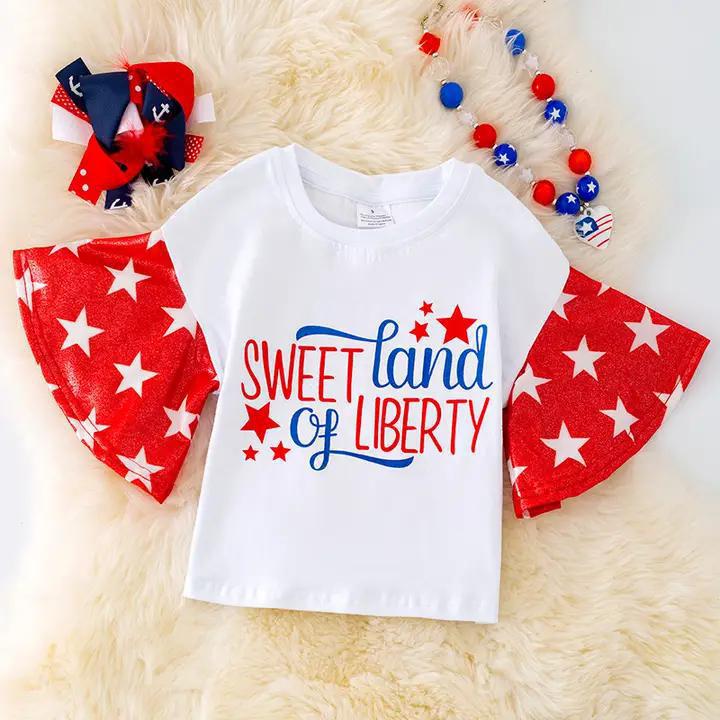 "Sweet Land of Liberty" White Top W/B Sleeves