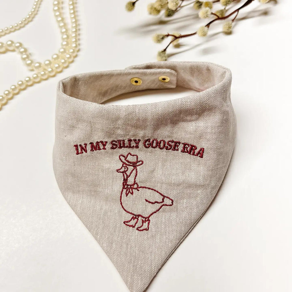 In My Silly Goose Era Embroidered Reversible Dog Bandana