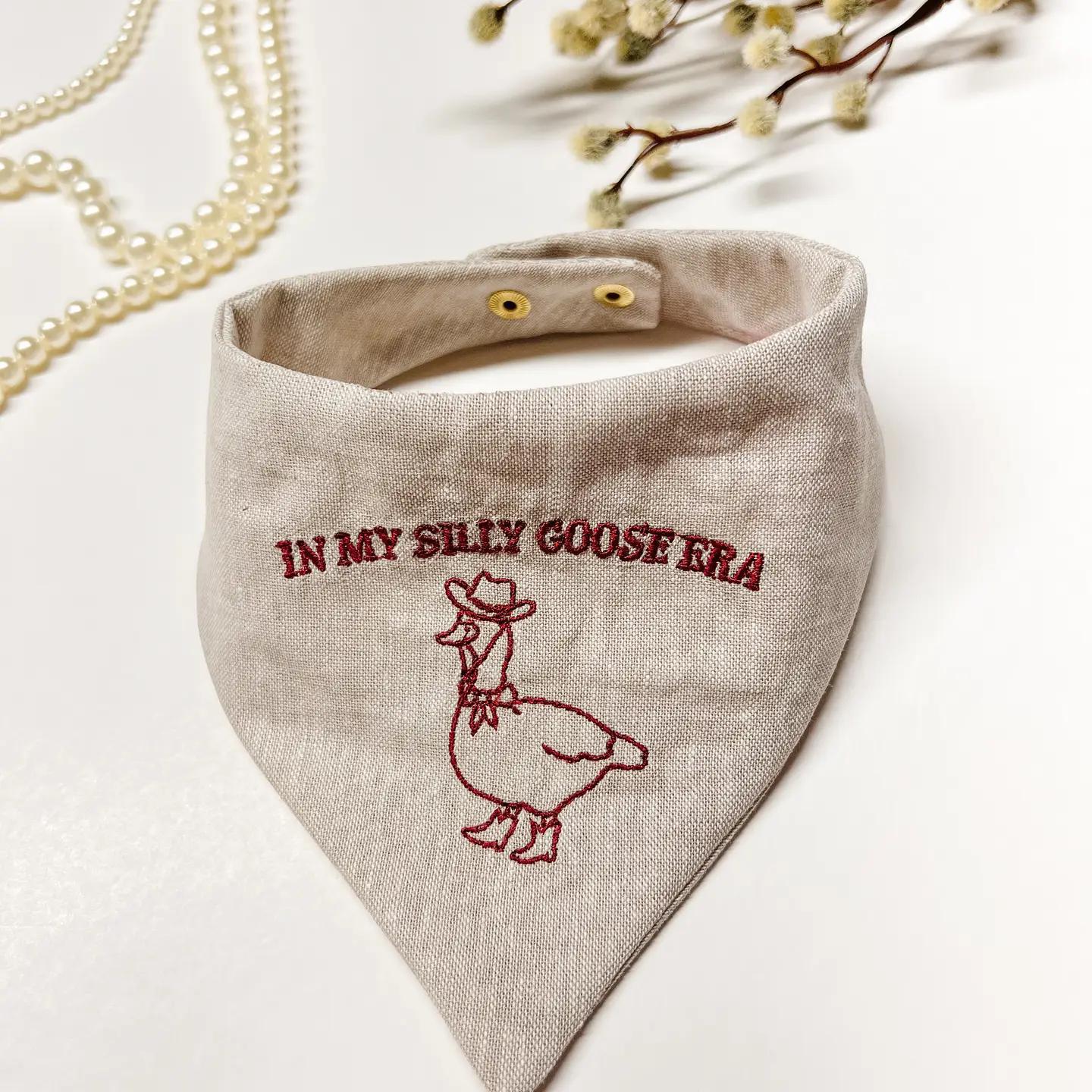 In My Silly Goose Era Embroidered Reversible Dog Bandana