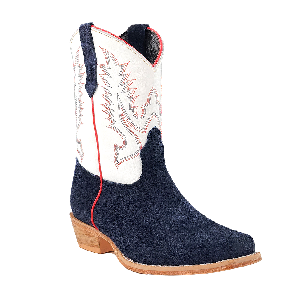 R. Watson Kid's Navy Roughout / Winter White Cowhide