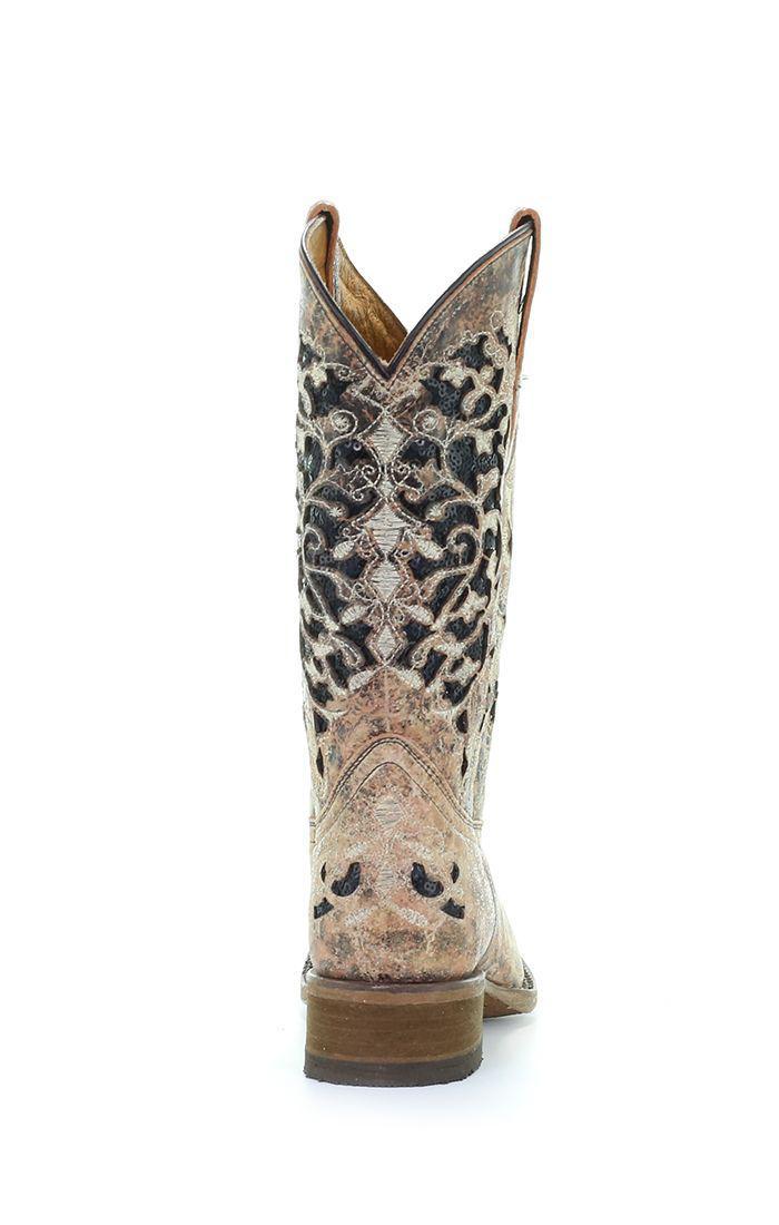 TN BRONZE/BLACK GLITTER INLAY & EMBROIDERY SQ. TOE T0042