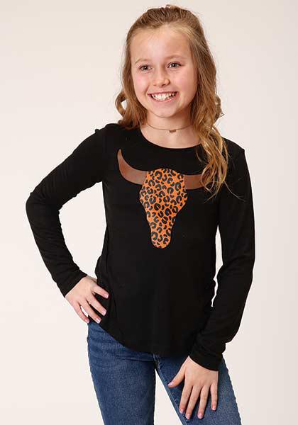 GIRLS KNIT 7-14   NOVELTY/APPLIQUE/EMBROIDERY PRINTED KNIT  1462 P/R JERSEY LS SCOOP NECK TEE