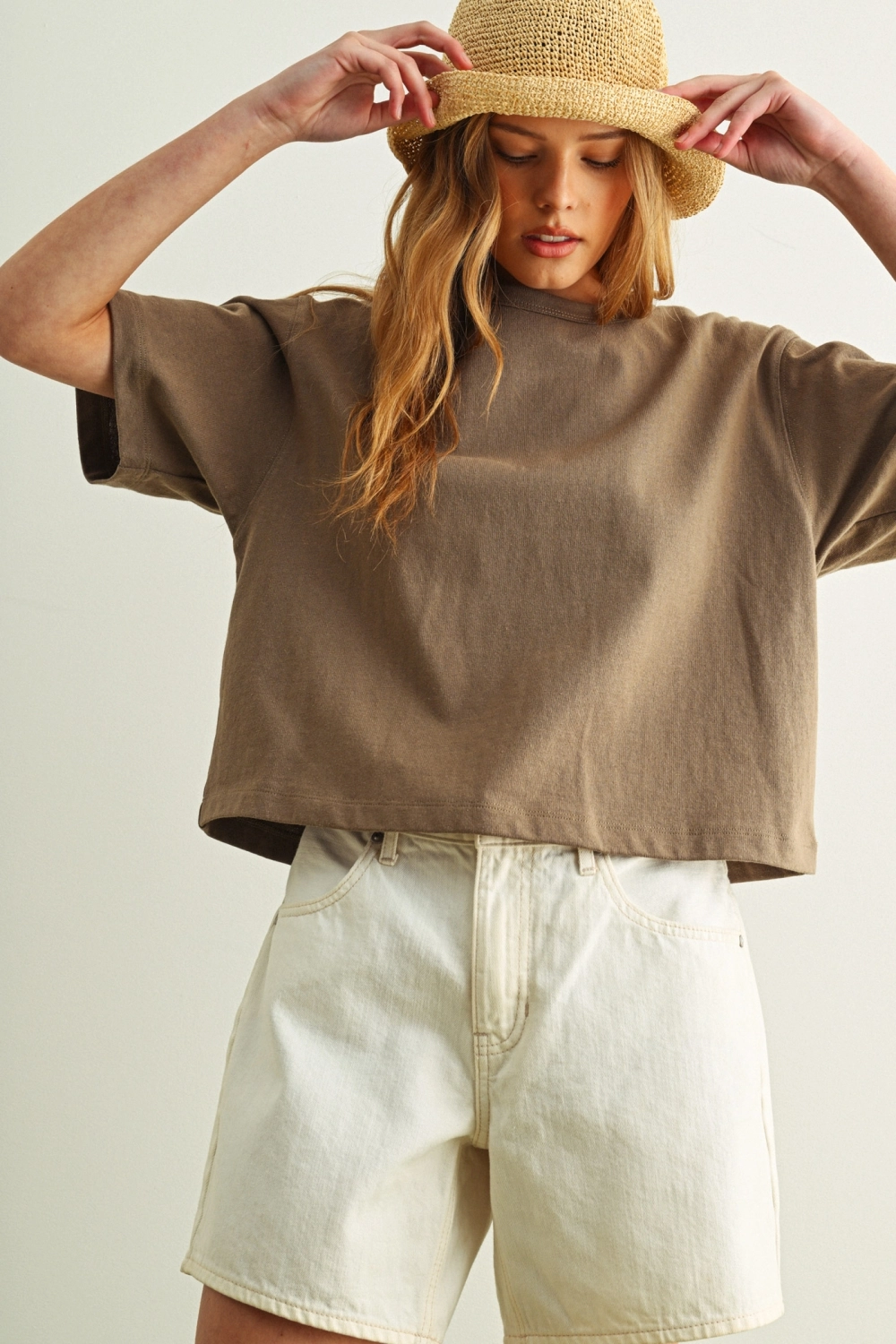 Short Sleeve Linen Knitted Top - Olive