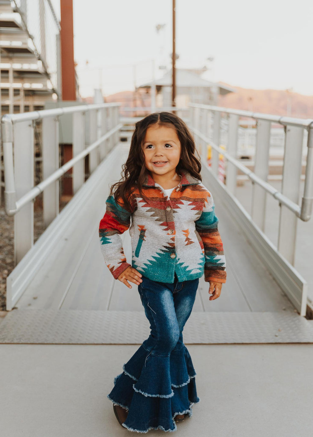 KIDS AZTEC PRINTED SHACKET - BLUE, RUST, RED