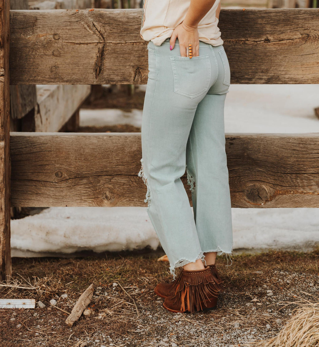FINAL SALE Ladies Fringe Dist. Brown C-Toe