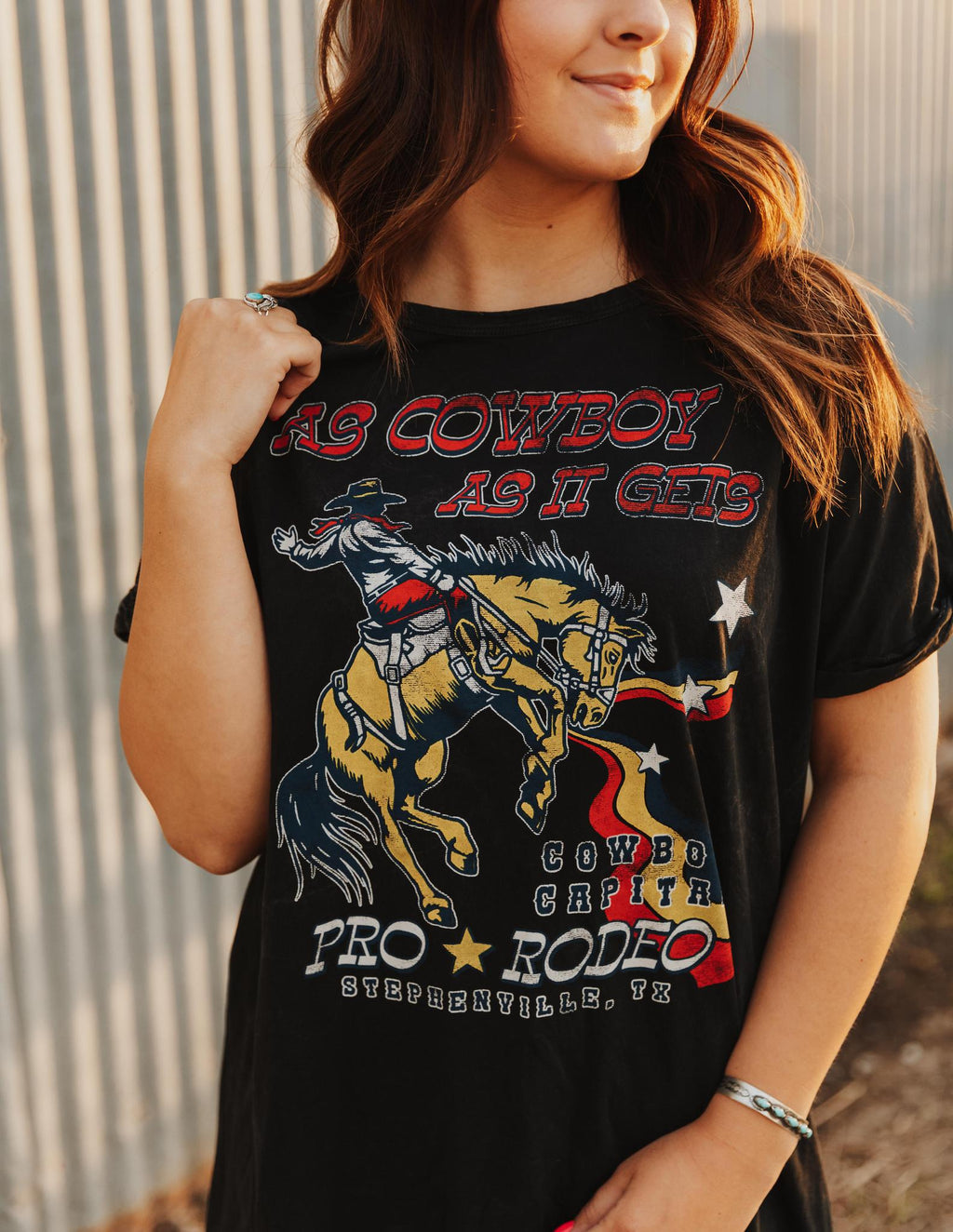 AS COWBOY AS IT GETS PRO RODEO GRAPHIC DRESS - MINERAL WASH BLACK