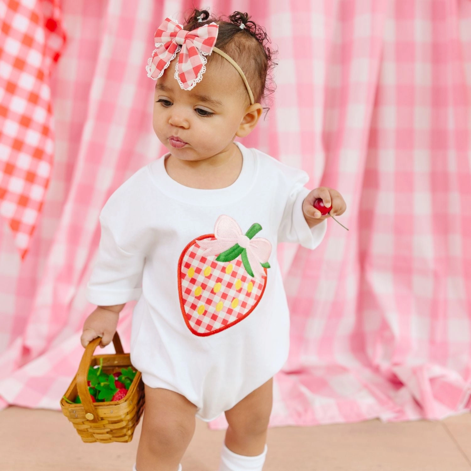 Strawberry Patchwork Short Sleeve Romper - Baby clothes