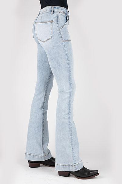 Stetson Women's Jean- 921 High Waist Flare Fit Acid Wash Plain Back Pkt - 11-054-0921-2416 BU