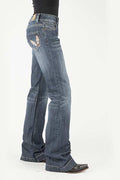 WOMENS JEAN ELLA TROUSER FIT TIN HAUL 2 FEATHER EMB BACK PKT OWS 10-054-0460-0021 BU
