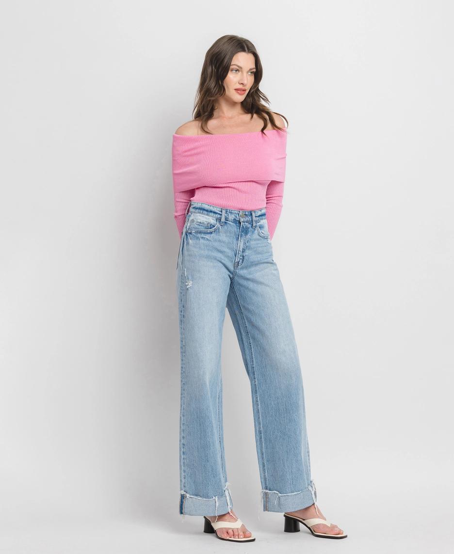 Super High Rise Cuffed Baggy Wide Leg Jeans | Jubilant
