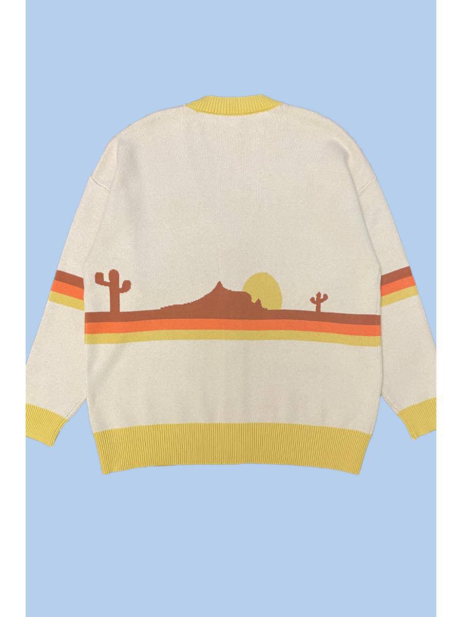 DESERT RETRO STRIPE CARDIGAN - CREAM MULTI
