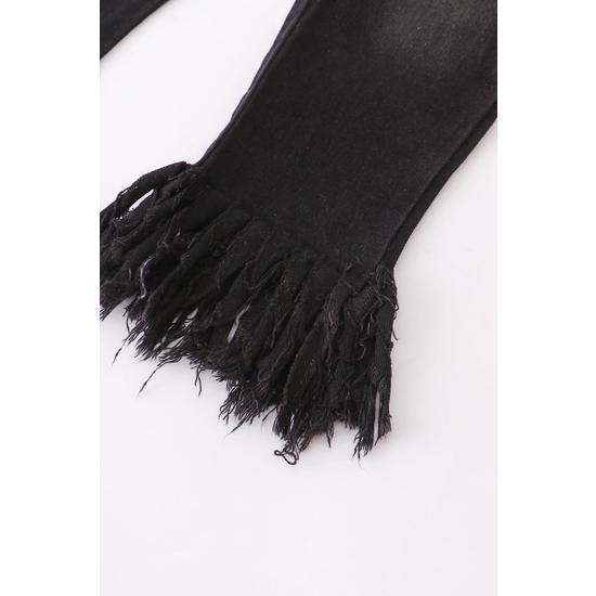 BLACK TASSEL DENIM JEANS