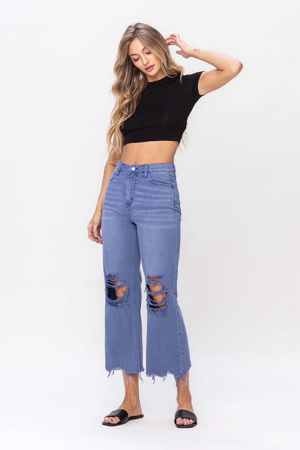 90'S VINTAGE CROP FLARE - INDIGO