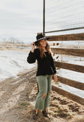 90S VINTAGE CROP FLARE - ARMY GREEN
