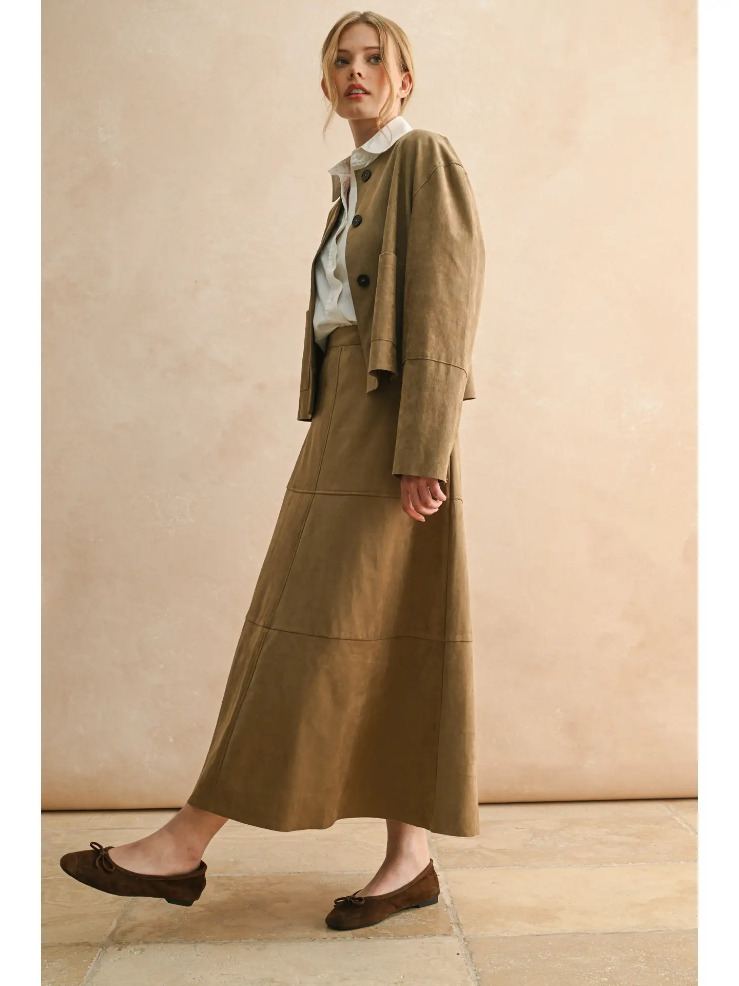 Suede A-Line Skirt