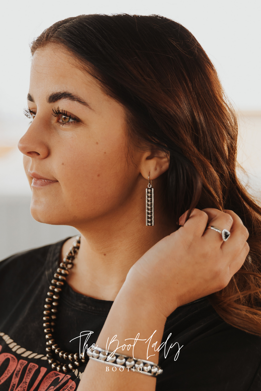 ADJUSTABLE TRIANGLE BLACK ONYX STACKER RING