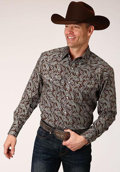MENS L/S SHIRT AMARILLO SNAP ALLOVER PRINT 1218 PINE PAISLEY