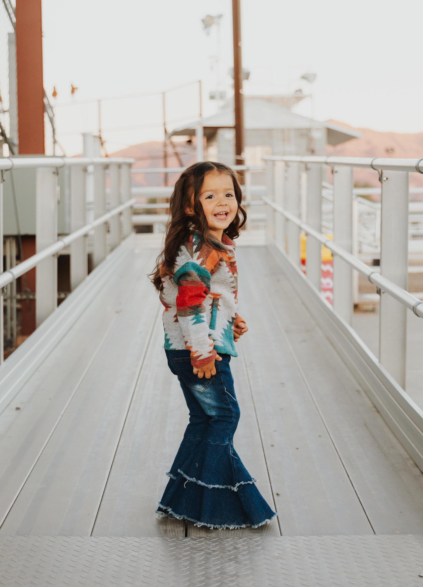 KIDS AZTEC PRINTED SHACKET - BLUE, RUST, RED