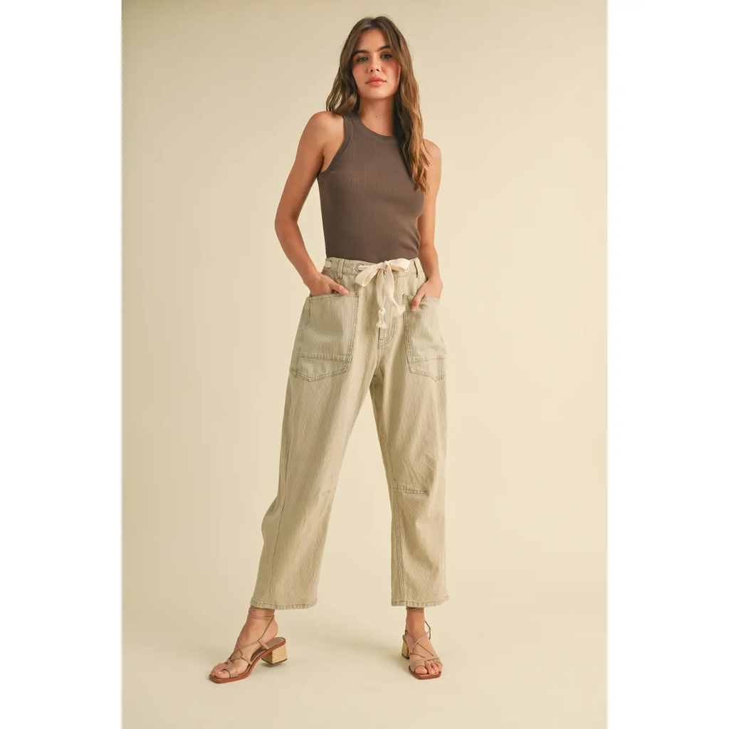 2 Tone Cotton Pants with Cotton Belt