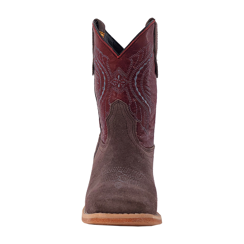 R. Watson Kid's Charcoal Rough Out / Dark Cherry Cowhide Boot