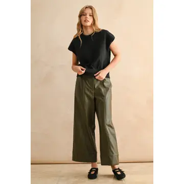 Loose Fit Short Sleeve Sweater Top - BLACK