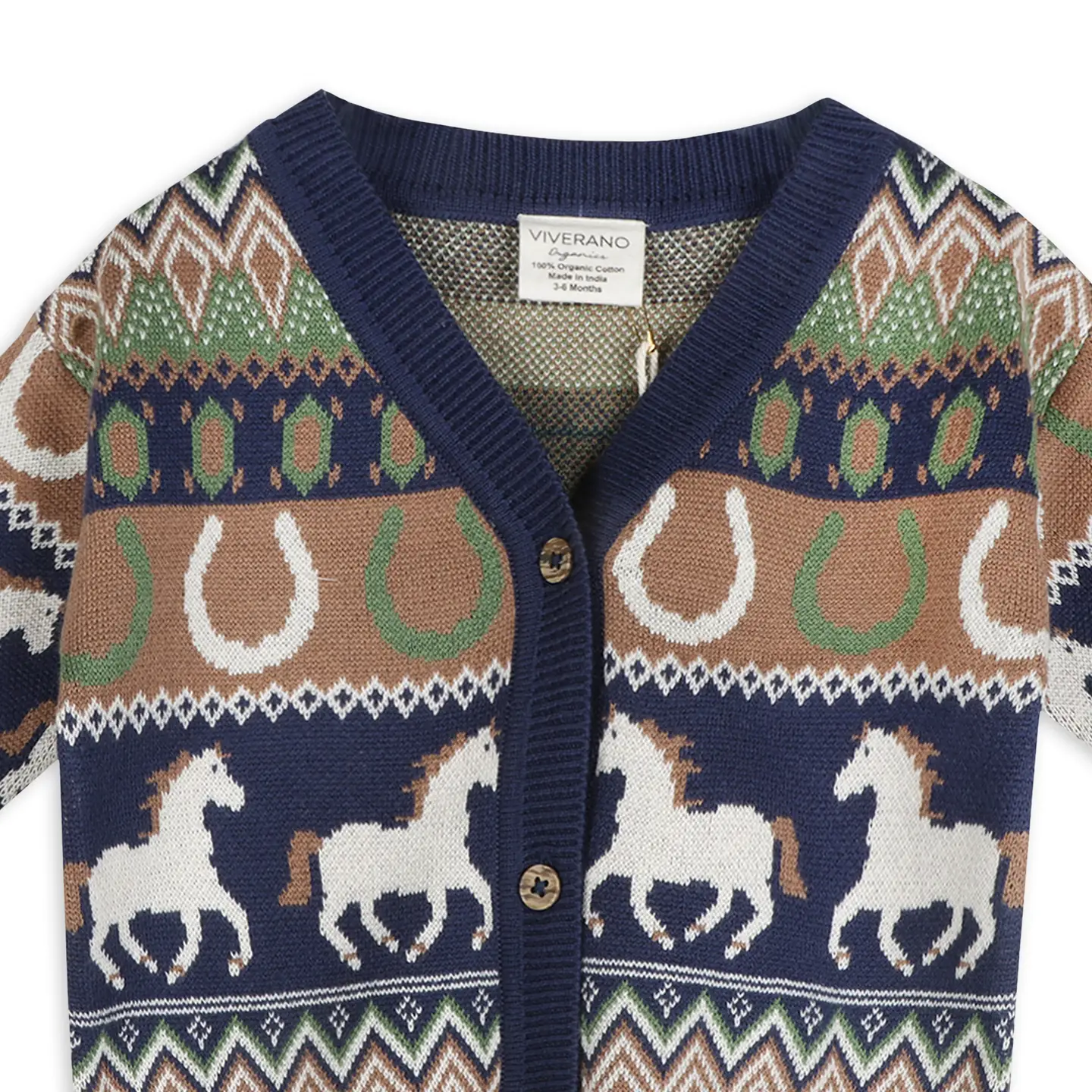 Western Jacquard Knit Baby Cardigan (Organic Cotton)