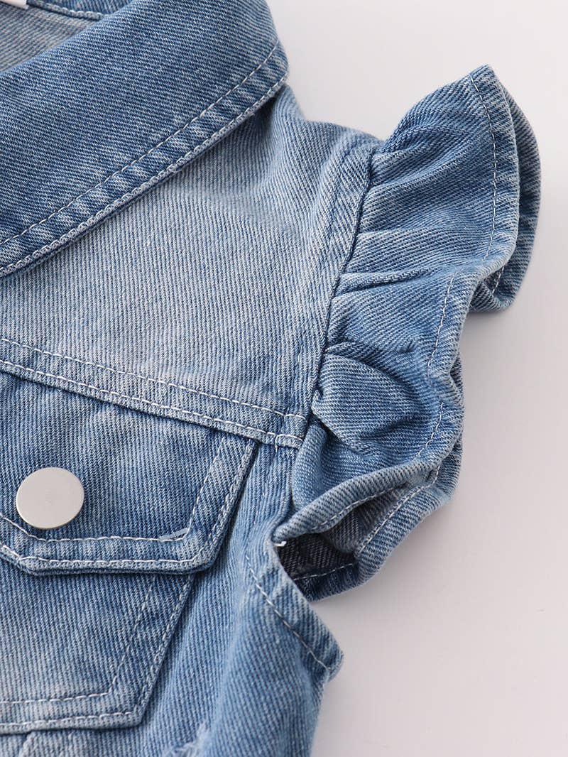 DENIM RUFFLE GIRL VEST