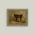 Vintage Calf Framed Antique Art - 10x8